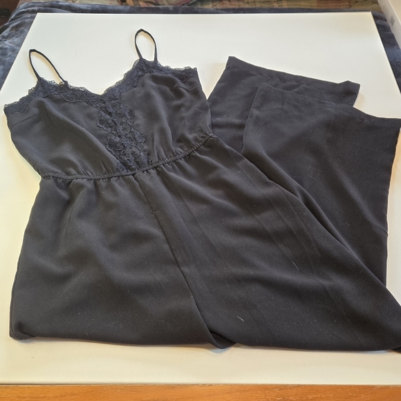 Skies Are Blue Black Size‎ Med Wide Leg Pantsuit With Lace Details - Picture 1 of 9